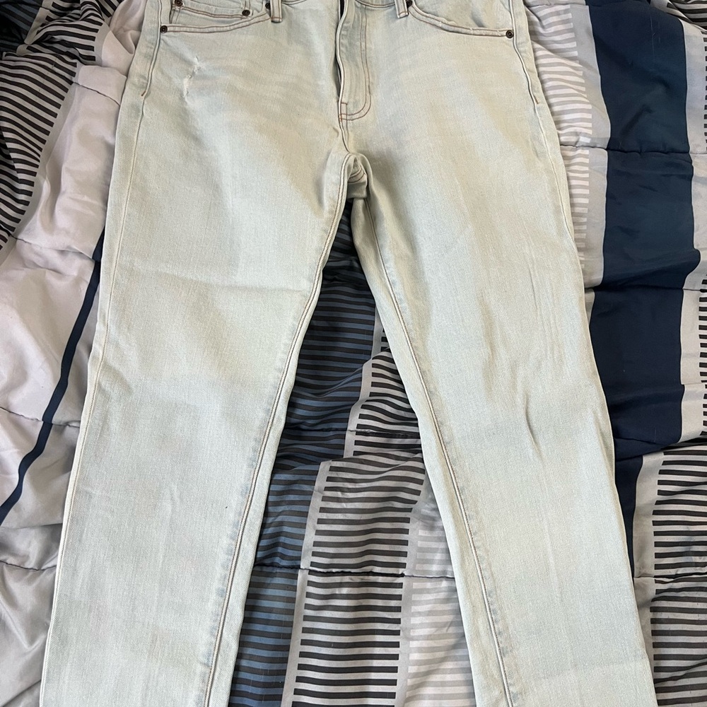 Blue Skinny Jeans with Faded Denim Look